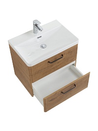 BelBagno Тумба с раковиной Due 60 подвесная Rovere Nature ручки Матовый тёмный никель – фотография-7